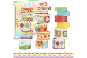 FlyWave Washi Tapes Set 20 Rotoli, washi tape Arcobaleno, Nastro Adesivo Decorativo Colorato, Washi Tapes per Scrapbooking, Artigianato, Creazione di Biglietti, Confezioni Regalo