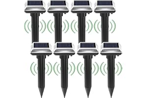 BAIFULAI 8 stycken solarmskräcke, födelsevadsdistributör, ultraljud sorkskrämma, IP66 vattentät, sorkskrämma för mullvad, gop