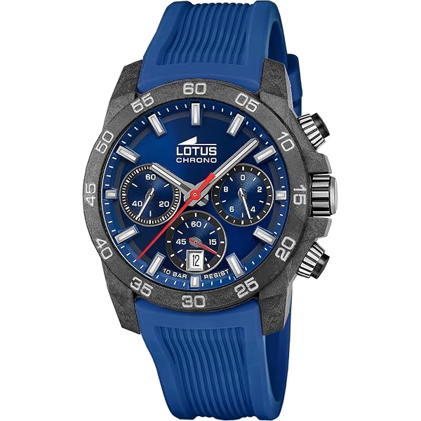 Lotus University Sports Press 15803/1 – Orologio Uomo Cronografo, Cassa In Acciaio 45mm, Bracciale In Caucciù Nero, Vetro Minerale