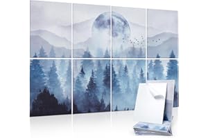 Yrendenge 8 Stück Akustikplatten, Selbstklebend Schalldichte Akustikpaneele, Hoher Dichte Schallschutzplatten 30x40x0.9cm Schalldämmung Wand Panel Schallabsorber Wand für Büro Wanddekoration（Wald）