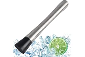 KHSTYLEHOO 25cm Edelstahl Stößel Cocktail, Ice Crusher, Cocktail Zubehör, Cocktail Stößel für Cocktail, Limettenpresse Barstößel Stampfer, Cocktail Stössel Zum Debuggen Köstlicher Cocktails,Getränke Und Säfte