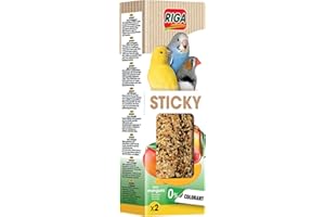 RIGA - Barres De Sticky Aux Fruits - Nourriture Pour Oiseaux - Baguettes Graines Cuites Au Four - Mangue Déshydratée - Vitamines Et Nutriments - Encourage L'Exercice - x 2