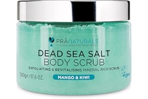 PraNaturals Gommage revitalisant au Sel de la Mer Morte 500g - Gommage Nourrissant au Sel - Riche en Minéraux Naturels - Enrichi en Parfum de Mangue et de Kiwi