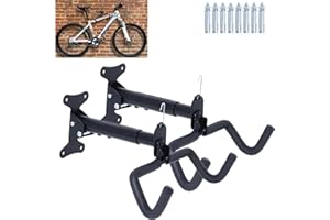 AEVQUAS Bike Wall Mount, Adjustable Distance and Foldable Bicycle Hanger Rack Wall Indoor Garage Wall Holder Hook Compatible MTB, Road Bike, E-Bike, for Bike Storage Wall and Space Saving (2pcs)