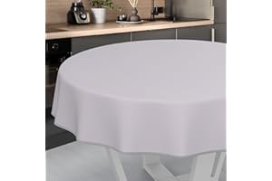 ANRO Nappe en Toile cirée, Lavable, pour Table de Jardin, extérieur et intérieur, Ronde, 120 cm, avec Ourlet, Grise