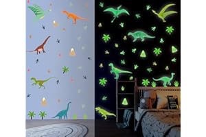 KAIRNE 86 Stück Dinosaurier Wandsticker Kinder,Wandtattoo Kinderzimmer Junge,Tier Leuchtend Wandaufkleber,Dino Leuchtsticker für Jungen Schlafzimmer Geschenke,Dinosaurier Wanddeko Babyzimmer