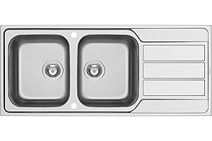 Pyramis ATHENA 2B 1D Évier encastrable en acier inoxydable poli 116 x 50 cm, 101102012