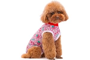 PLUSHCEWT Dog Recovery Suit,Recovery Suit for After Surgery Male/Female Dogs,Anti-Licking Puppy Medical Surgical Suits,Cone E-Collar Alternative Pet Vest,Dog Abdominal Wounds Protector (Cherry, M)