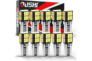 OUSHI Lampadina W5W T10 LED, 12V 6500K Bianco 194 168 2825 LED Lampadine Per Auto Luce Interiore Posizine e Targa e Parcheggio Lampadine Tettuccio Lampadine di Ricambio(10Pcs)