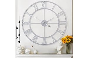 Mee 2ou Wall Clock - 40CM Non Ticking Metal Wall Clock Roman Numerals Vintage Silent Battery Operated Decorative Wall Clocks For Living Room, Bedroom, Kitchen, Cafe Decor