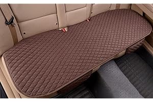 IXITON Confortevole lino anteriore e posteriore sedile auto copre cuscini auto interni Driver Seat Pad Mat(1pz/cuscino sedile posteriore, marrone)