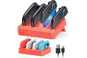 WAXITY Controller Charging Dock for Nintendo Switch 2 (2025) & Original Switch JoyCon (Orange)