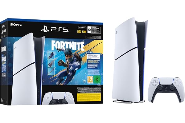 Sony, Pack Console PlayStation 5 Édition Numérique, 1 Jeu Fortnite Flowering Chaos (Code), 1 Manette DualSense avec Retour Haptique et Gâchettes Adaptatives, SSD Ultra-Rapide, Couleur : Blanche
