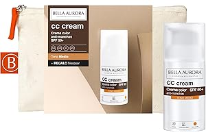 BELLA AURORA - Crema Facial con Color SPF 50+ + Neceser de REGALO | CC Cream | Protector Solar Anti-Manchas | Tono Medio, 30 ml