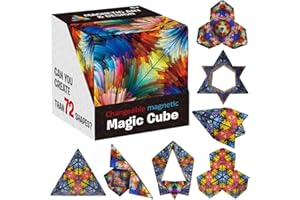 OSCUBE Magic Cube The Shape Shifting Box Magnetic Puzzle Box STEM/STEAM 3D Magnetic Magic Cube Box Fidget Toy Transforms Into Over 70 Shapes Puzzles,Brain-Teaser Magnet Toy (Rainbow)