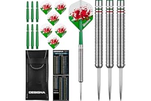 Designa National Patriot Darts Set 22g / 24g Tungsten Nations Flag Flights, Stems, Case