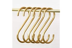 6 st, S Mässing Krokar, Guld S-formade Krokar, Krokar, Köksredskap, Pannor, Kaffekoppar Rack för Kök, Badrum, Sovrum, Kontor