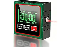Digitalt vattenpass, 9 x 9 x 5 cm digital vinkelmätare, digitalt vattenpass med laser högprecisionsmätverktyg, 4-sidig magnetisk digital vinkelmätare med laser för träbearbetning, bygg och
