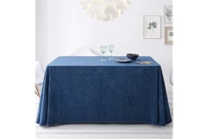 LANOVENANUBE Ropa o Falda Camilla, Enaguilla Rectangular de Tejido Chenilla, Medida 80x120 cm, Color Azul Oceano. Mantiene el Calor. Aspecto Aterciopelado y Tacto Muy Suave.