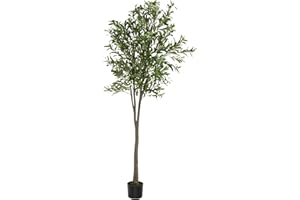 tectake® Olivo Artificial Grande con Tronco de Árbol, Hojas y Olivas Realistas, Planta Artificial Grande para Decoracion Salon, Plantas Artificiales Grandes, Plantas Decorativas - 210 cm de Alto