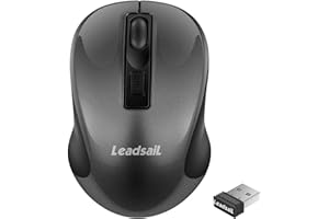 LeadsaiL Mouse Wireless, Mouse Senza Fili per PC Portatile, Mouse USB Ergonomico, 1600 DPI, 3 Pulsanti, Clic Silenzioso, 2.4 GHz, con Ricevitore USB Wireless Compatibile con Chromebook, Mac, Laptop