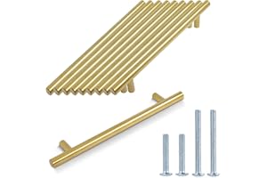 Probrico 10 PCS Gold Cupboard Handles Kitchen Door Handles Hole Spacing 160mm Stainless Steel Cupboard T Bar Handles