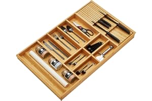 ORGA-BOX BAMBÚ Cubertero con 10 compartimentos para cajones de cocina Wellmann y Alno en armario de 90 cm