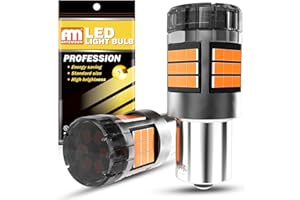 ANTEMOON P21W 1156 BA15S Bombillas LED Canbus Sin Errores Super Brillante 5000LM 12V 24V Ámbar 1141 1003 7506 para Luz de Marcha Atrás Luz de Freno Luces Antiniebla Traseras, 2 Piezas