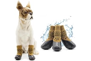 PLUSHCEWT Calzini impermeabili per cani, stivali per cani per zampe ferite impermeabili, protezioni per zampe del cane, 2 paia di calzini per cani smettono di leccare, scarpe per cani per cani cuccioli di