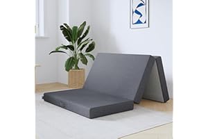 Avenco Materasso Pieghevole, Materassi Matrimoniale per Ospiti, Materasso Pieghevole 3 Pezzi, Schiuma di Fibra di Bambù, Lavabile, Materasso Pieghevole da Campeggio, Certifié Oeko-TEX, 120x195 x10 cm