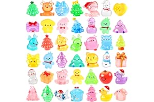 Zenoble 56 PCS Mini Christmas Luminous Resin Ornaments, Cute Small Miniatures Figures,Christmas Tree,Snowman,Reindeer Figurines Glow in the Dark for Xmas Garden Landscape Dollhouse DIY Craft Decor