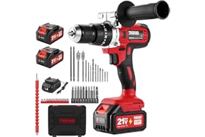 TEENO Trapano a Percussione a Batteria 21V, 90 Nm Avvitatore a batteria con spazzole,Compatibile con le Makita 2 batterie 4,0 Ah, 20+3 Impostazioni di Coppia,2 Velocità, LED,39 Accessori e Valigetta