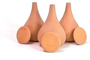 Alppos Oyas a 3 Oyas à Planter de 300 ML en Terre Cuite avec Couvercle - ollas pour Plante intérieure et extérieure - Goutte à Goutte par capilarité