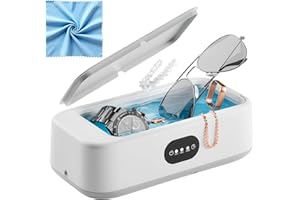 OLUBFDH Ultraschallreinigungsgerät 49000Hz Brillenreinigungsgerät Mit 3 Modi Tragbar Ultraschallgerät 640ml Ultraschallreiniger für Zahnschiene Schmuck Ultraschall Ultrasonic Cleaner, Inklusive Reinigungstuch