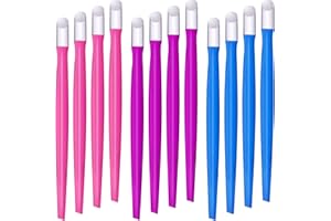 UNVOJL 12 Pieces Plastic Cuticle Pusher Nail Art Tools Rubber Tipped Nail Cleaning Stick Manicure Pushing Stick for Home Nail Salon