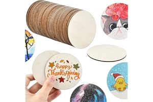 FOROREH Lot de 50 Tranche de Bois Brut - Rondin de Bois de 7,5 cm et 2.5 mm d’Épaisseur - Rond Bois Naturel Vierge pour Artisanat, Plaques, Décorations de Maison et Ornement