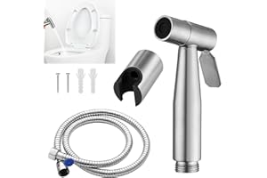 MUSIOOK 1 Set Stainless Steel Bidet Shower, Muslim Shower for Toilet Spray, Handheld Bidet Spray for Toilet UK, Handheld Douche Sprayer with 1.5M Hose and Valve Adapter, Personal Hygiene and Cleaning