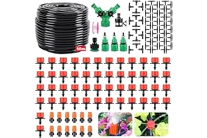 MEISHANG Système d'irrigation Jardin,201 Pièces Kit Arrosage Automatique,50M Arrosage Automatique pour Jar,Irrigation Jardin，Convient pour le Jardin, la Pelouse, le Refroidissement