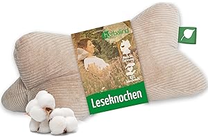 ‎HERBALIND Herbalind Leseknochen Nackenrolle 40x18 cm Cord Design - 100% Baumwolle Cordstoff robust und waschbar - ergonomisches Nackenkissen als Lesekissen zum Relaxen, Lesen - für Tablet, Buchstütze - Camel
