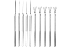 YWNYT 10 x Ton-Skulpturen, Federdraht, Textur + Pro-Nadel, Ton-Töpferei, Skulpturennadel, Nadeldetail-Werkzeuge, Modellierwerkzeuge, Texturierwerkzeuge