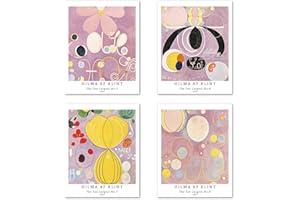 BERKIN ARTS Juego de 4 Pósteres Pared Arte Sin marco, Decoración Moderna Diseño de Abstracto Geométrico, Tamaño de Papel de Arte: 20x25 cm, Elegante Creativos Flores para Oficina Hilma AF Klint Picture