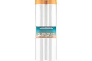LLPT Nastro e Drappo Pellicola per Mascheratura Pre-Nastrata | 400cm (Non Piegata) x 20m | Ciascuna Confezione da 2 | Panni per Verniciatura a Spruzzo per Pareti auto Protezione da Polvere (MFT4002)