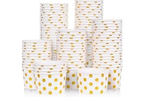 MATICAN Tazze di carta per gelato – 100 conteggi 255,1 oz ciotole da dessert usa e getta per cibi caldi o freddi, 255,1 once per feste per sunae, yogurt congelato, zuppa, pois in lamina d'oro