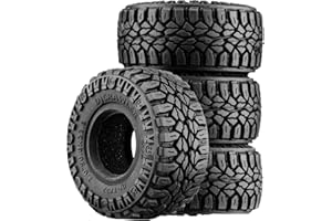 DJCRAWLER 1.0 Tires 50.3 * 22.8mm for SCX24 Wheels, Super Soft Vintage Classical Tiny Tires for 1/24 Scale RC Crawler M/T Tires, Rubber Soft Tires for Axial Bronco Gladiator B17 1/18 TRX-4M Defender