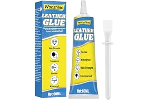WONSHINE Leather Glue 60 ml, Extra Strong Repair Sofa, Leather, shoes, Belt, Car Seat, Bag and More, with Needle Cap, Flexible, Waterproof, Heat-Resistant