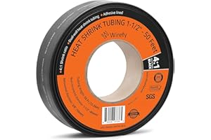 Wirefy Guaina Termorestringente 39 mm - Diametro Largo - Tubo Isolante 4:1 - Interno Adesivo - Nero - Rotolo 15 m