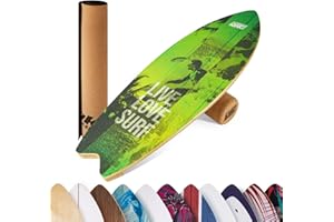 BoarderKING Balance Board Wave - Tavola di Equilibrio per Surf e Skate Indoor, Tavola Propriocettiva per NeuroMuscular Response Training, incl. Tappetino Protettivo