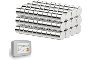 UTOMAG 120 Pezzi Piccole Calamite al Neodimio 5x3mm - Forti Magneti Rotondi Multiuso per Frigorifero, Scienza, Artigianato, Bacheche, Mappe, Foto, Decorazioni, Scuola, Cucina e Ufficio