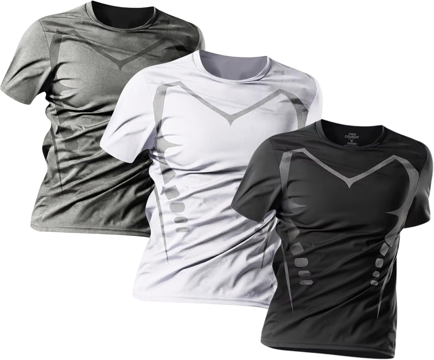 Pack 3 Camisetas Deporte Hombre - Camisetas Hombre Manga Corta de Secado Rápido Respirable Ropa Gimnasio Running Fitness y Padel