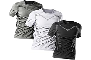 Pack 3 Camisetas Deporte Hombre - Camisetas Hombre Manga Corta de Secado Rápido Respirable Ropa Gimnasio Running Fitness y Padel